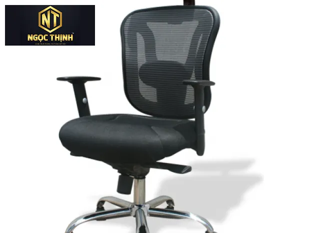 Ghế lưới lãnh đạo cao cấp khung tựa nhựa, dùng chân mạ, tay nhựa có ốp tay PU mềm GL303